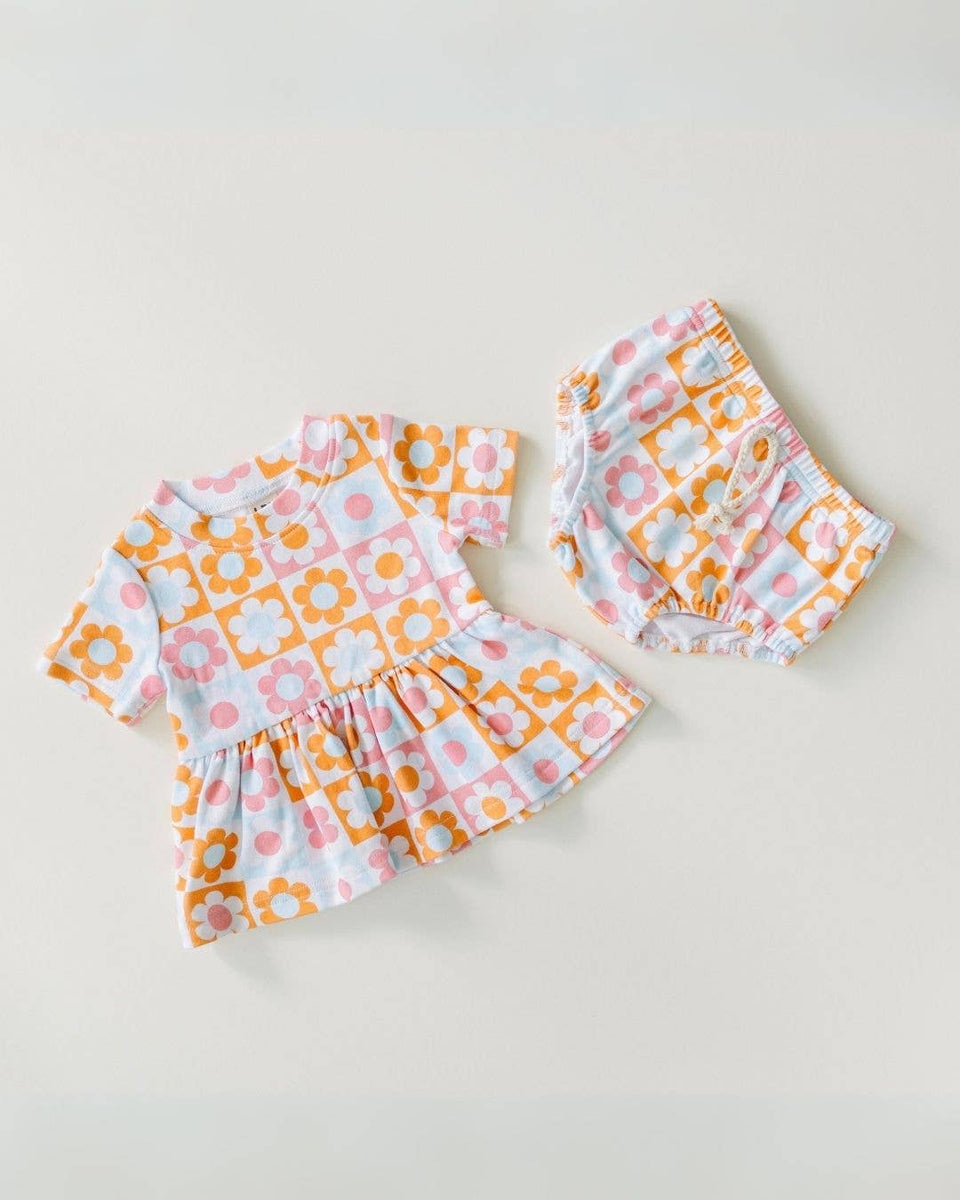 Cotton Peplum Set | Checks & Flowers – Rose + Ev Children's