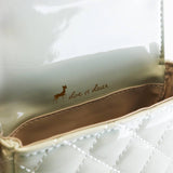 Embellished Patent Quilted Purse - Sage