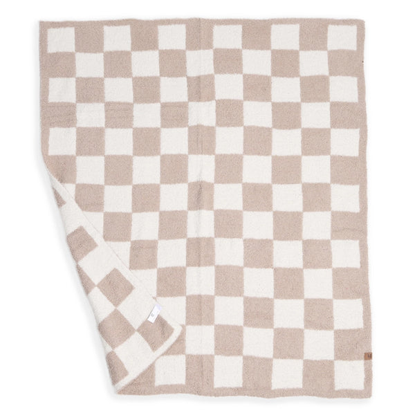Kids Checkered Throw Blanket 29"x35" - Beige