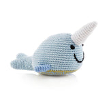 Playful Narwhal Baby Rattle – Handmade Organic Cotton Toy