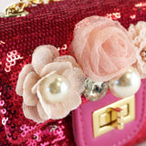 Floral Appliques Sequin Purse