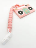 Boom Box Silicone Teether with Clip - Light Pink
