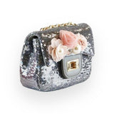 Floral Appliques Sequin Purse