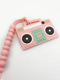 Boom Box Silicone Teether with Clip - Light Pink