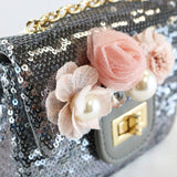 Floral Appliques Sequin Purse
