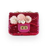 Floral Appliques Sequin Purse