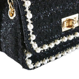 Pearl Trim Tweed Purse