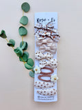 Set of 10 Bow Barrettes - Latte