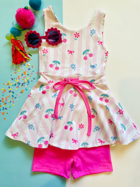 Berry Active Tie-Waist Dress Set
