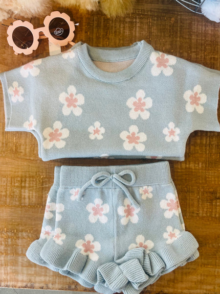 2-Pc Floral Knit Set