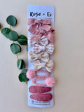 Set of 10 Bow Barrettes - Pink