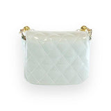 Embellished Patent Quilted Purse - Sage