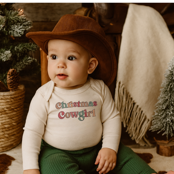 Christmas Cowgirl Long Sleeve Graphic Bodysuit
