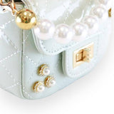 Embellished Patent Quilted Purse - Sage