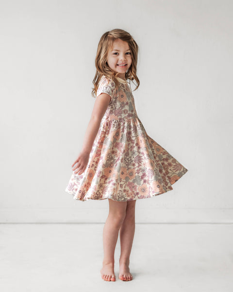 Collar Twirl Dress - Vintage Floral